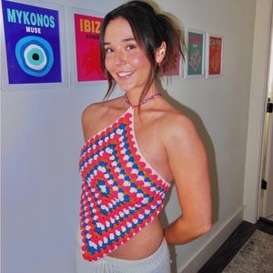 Handmade Crochet Tie Halter Top